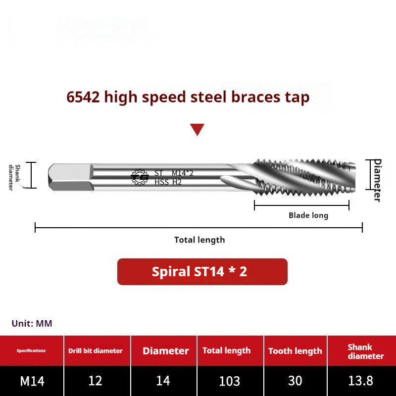 2114-6542 High Speed Steel Braces Taps ST Straight Groove Taps Thread Sheath Braces Tapping Screw Sleeve Installation Tool Shandong Denso Pricision Tools Co.,Ltd.